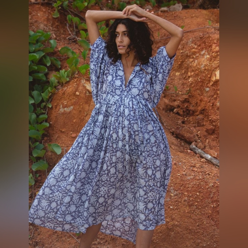 Daughters Of India Kyra Midi Dress In Blue Iris Size Medium